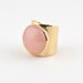 Rose Quartz Semi Precious Stone Adjustable Brass Ring