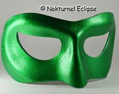 Male Metallic Green Leather Mask Masculine Super Hero  Green Lantern Masquerade Kato Halloween Costume