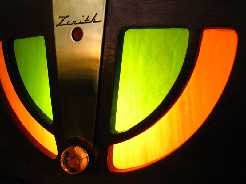 Upcycled Antique Zenith Radio Stained Glass Lamp