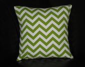 Lime GREEN Decorative Pillow COVER 18" CHEVRON print One 18 inches Designer Fabric Throw Pillows - Chartreuse & White zig zag