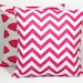 Hot PINK Pillows Decorative Pillows TRIO chevron, damask, ikat set of THREE 18x18 inch Throw Pillow Covers 18" pink, white Zig Zag