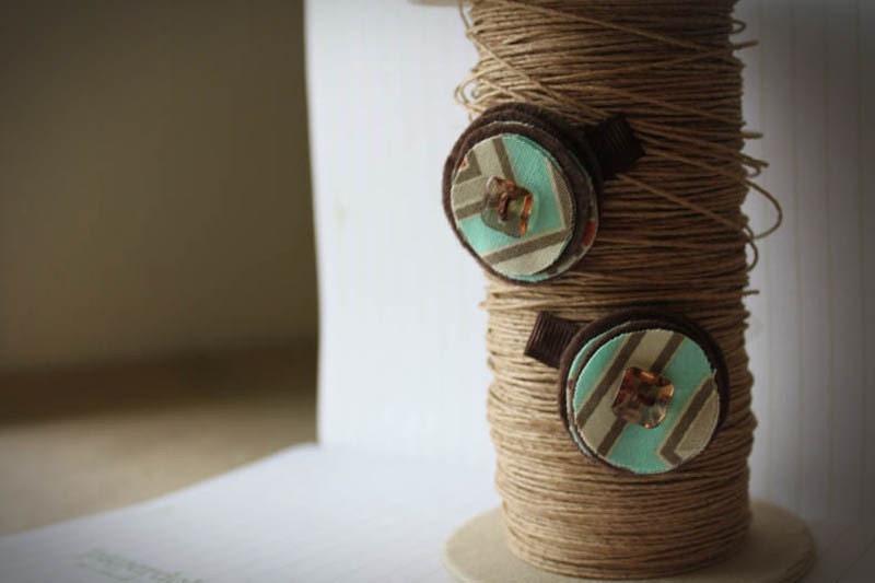 Jewel - Wool Felt and Fabric Baby Hair Clip with Clear Button