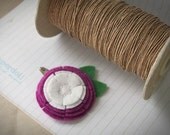 Felt Flower Hair Clip in Fuschia . felt flower . felt hair clips . little girl hair clip  - Fresh Picked Posie with Green leaves .