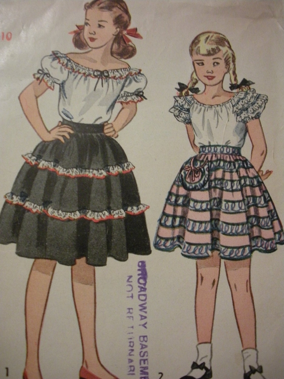 Vintage Simplicity 2387 Girls Blouse and Skirt Pattern Size10