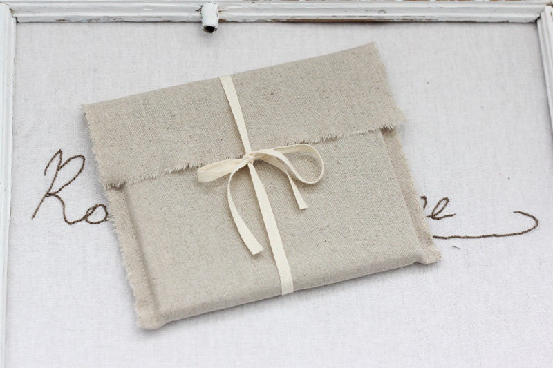 CD packaging - 10 linen fabric envelopes - natural linen CD envelopes