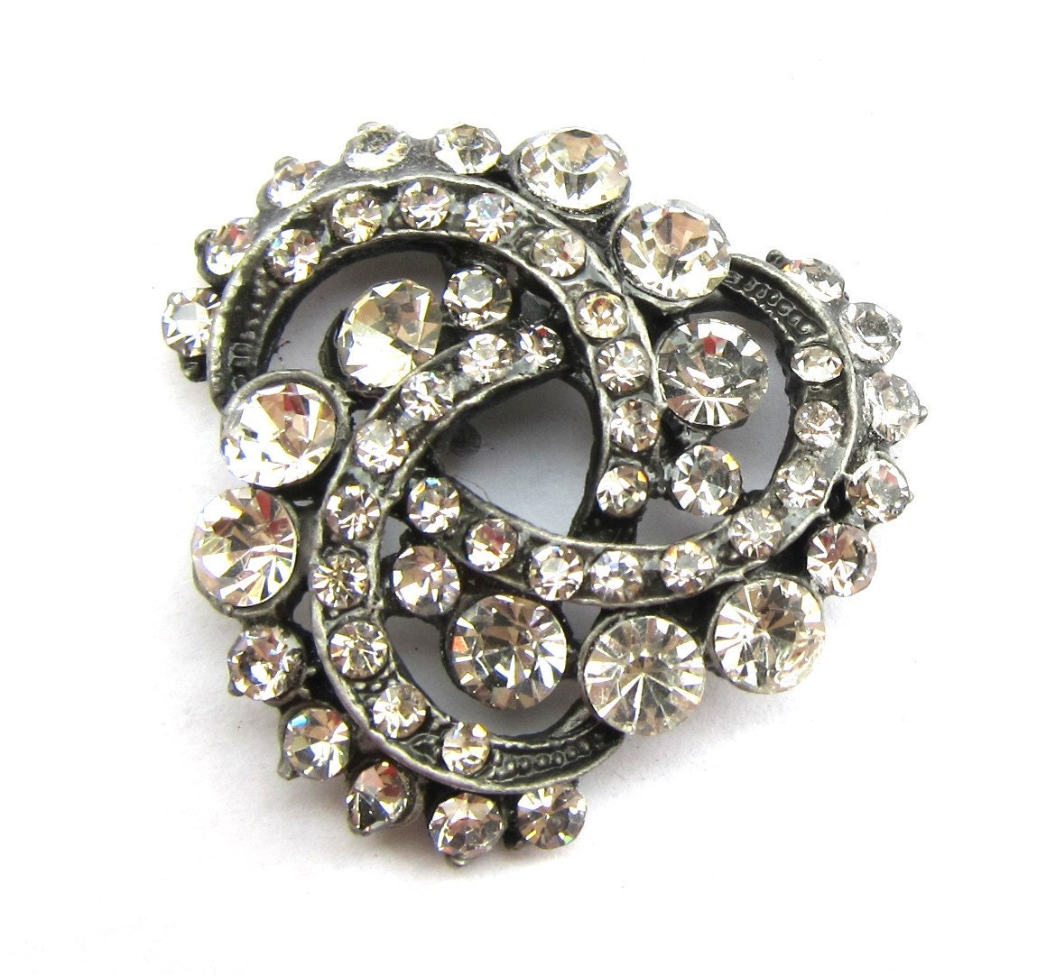 5 Dark Gunmetal Rhinestone buttons for Wedding Decoration Invitation Card Scrapbooking Jewelry Supply RB-018D (34mm or1.3inch)