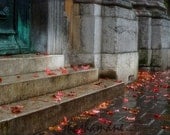 Step by step, rainy Ljubljana in autumn fall 5x7 print, Slovenia, wet streets