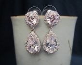 Sparkle filled bridal, wedding, fasion, cubic zirconia pear/tear drop earrings