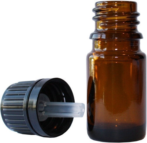 5 ml amber boston round glass bottle (set of 5, perfume, aromatherapy, travel, purse )