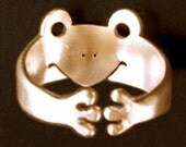 Bronze Adjustable cute animal ring jewelry, frog ring (Matte or Shine)
