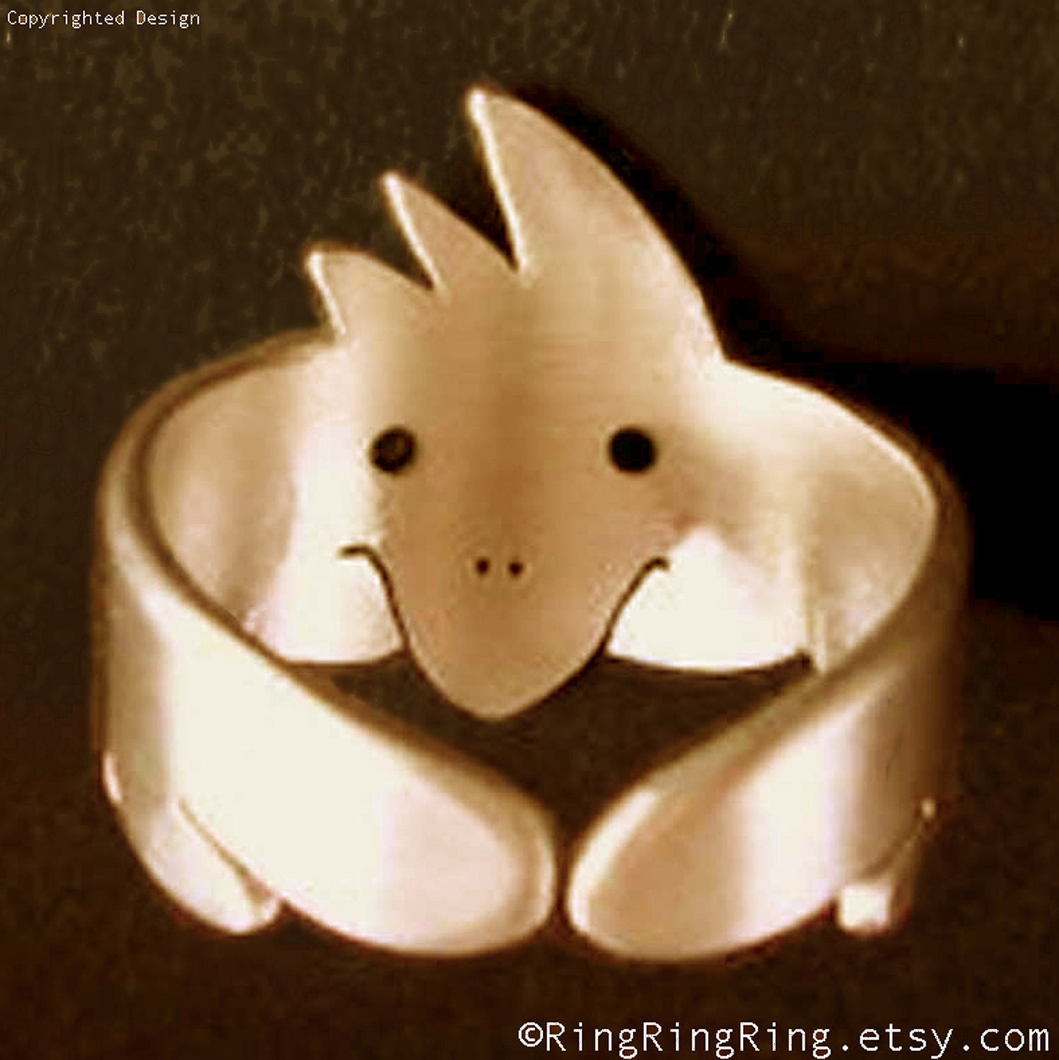 Bronze Adjustable animal ring jewelry, Cute bird ring (Matte or Shine)