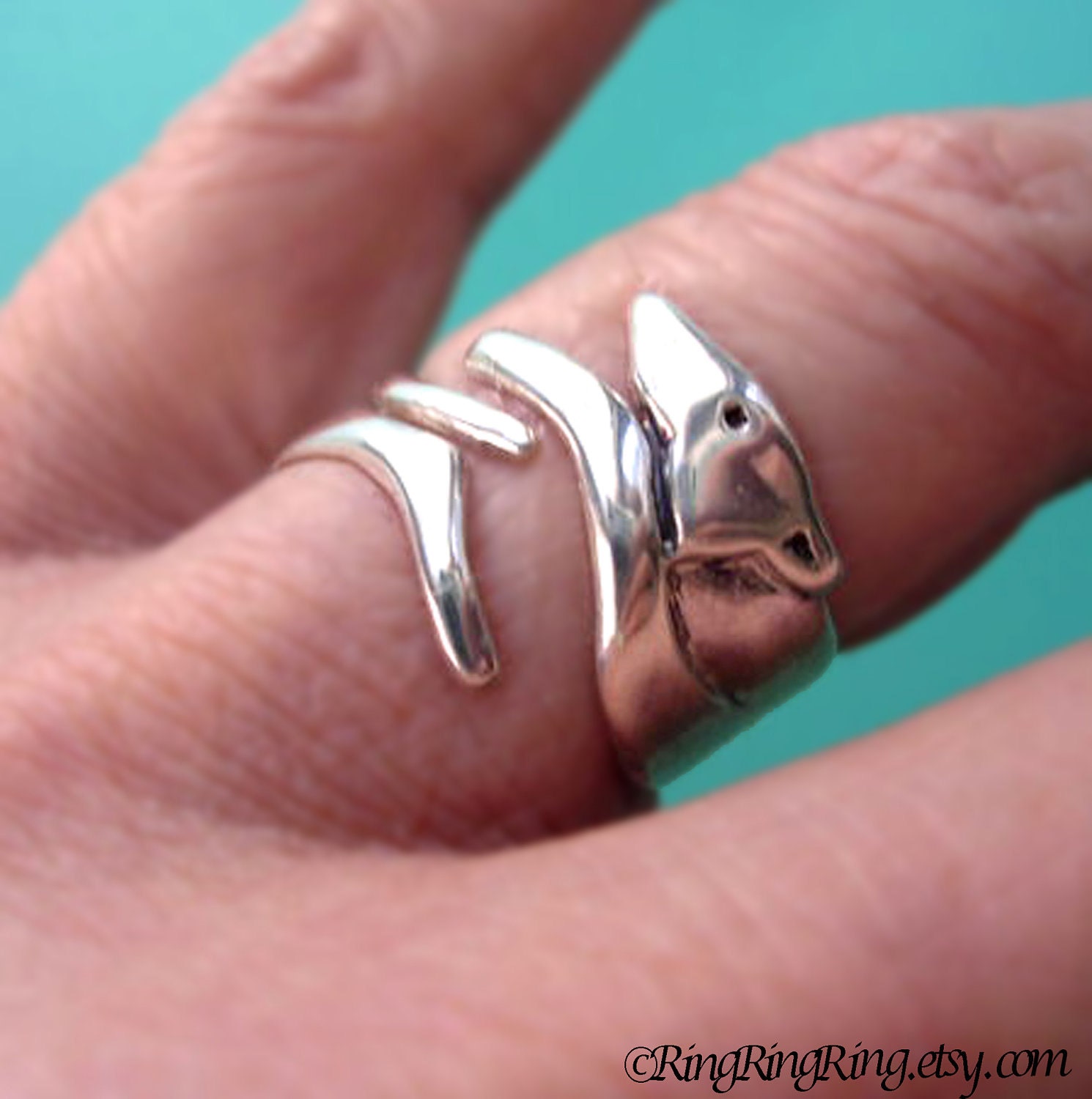 925. Small Greyhound dog ring - Solid sterling silver ring jewelry, Adjustable 021113