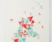 original collage paper turquoise sky red earth contemporary fine art