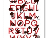 Alphabet print - red and brown