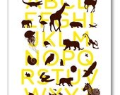 Alphabet print - yellow and brown