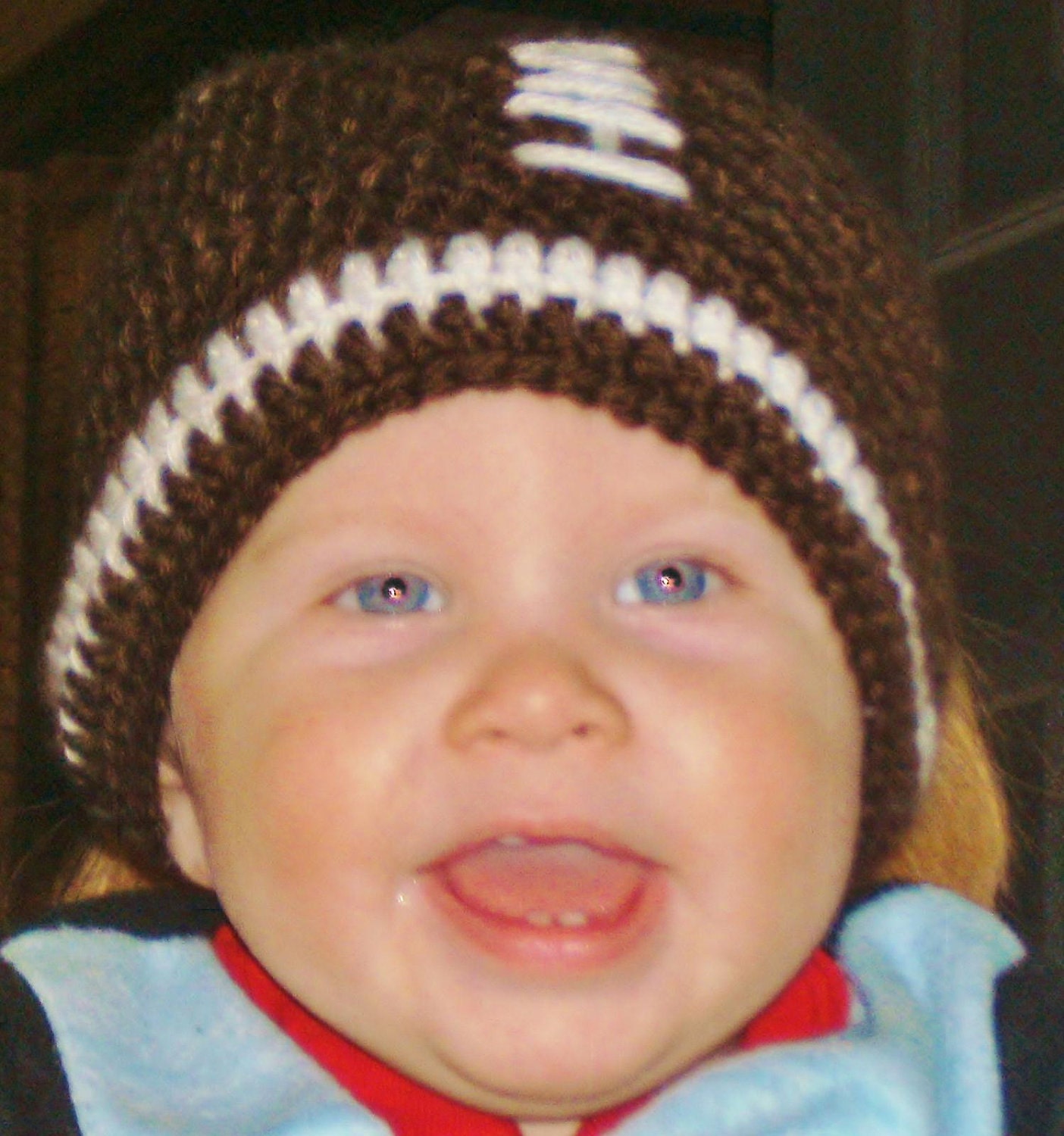 Crochet Baby Hat, Football Hat, Brown and White, Newborn Football Hat, Infant Baby Hat,Gift, Photo Prop