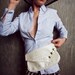 White Alligator vinyl Fanny Pack w/ heart studs, gold chain