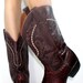 Vintage Maroon burgundy low heel cowboy mid calf womens Leather fashion boots western snake python skin womens 9.5 M B