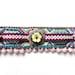 Rhinestone friendship bracelet - bohemian flair - pink turquoise and mint cuff