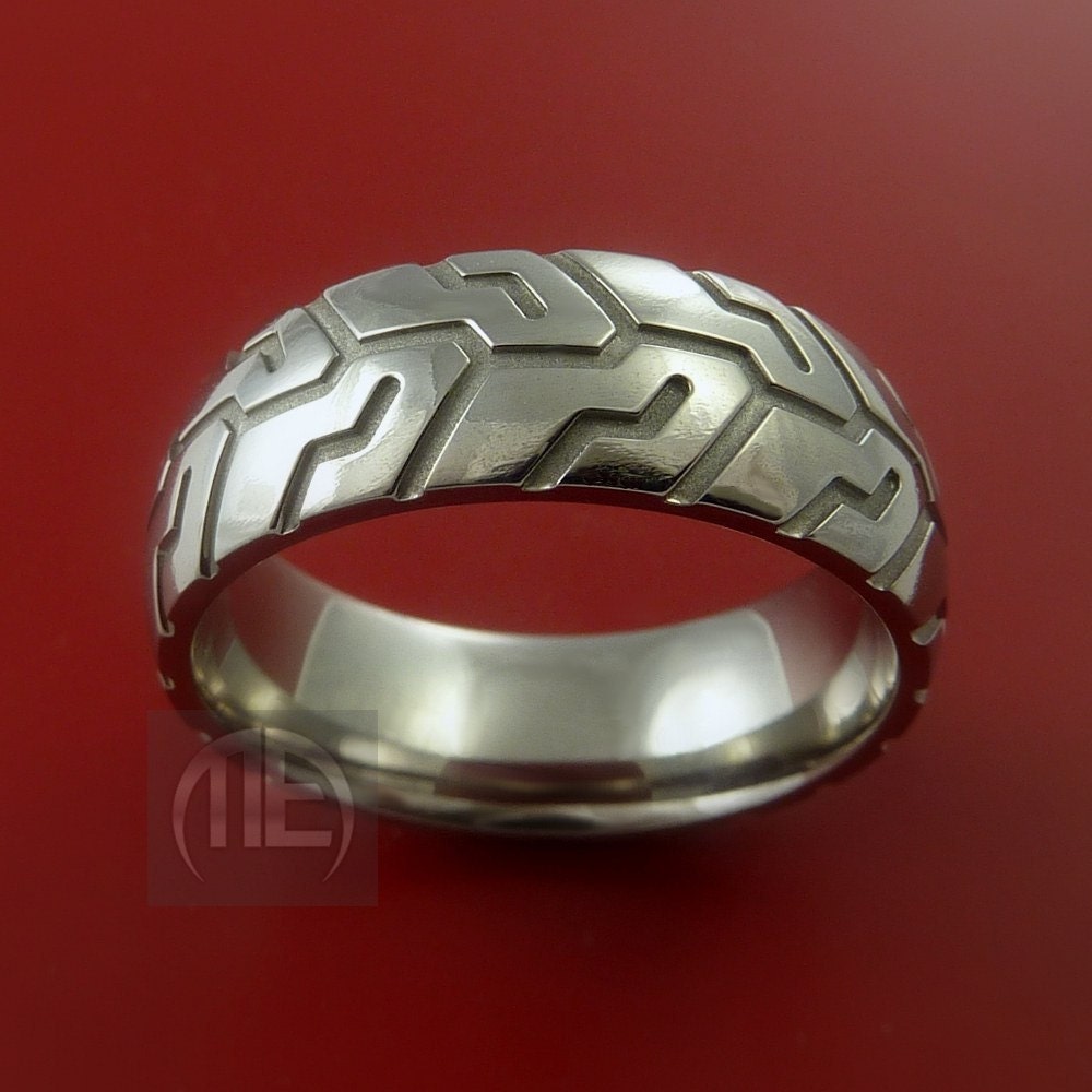 Titanium Carved Design Ring Bold Unique Band Custom Made to Any Sizing 4-22