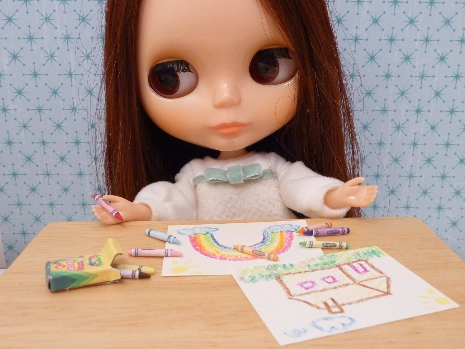 Miniature Dollhouse Crayon Set for Blythe, Barbie, Pullip, BJD 1:6 scale