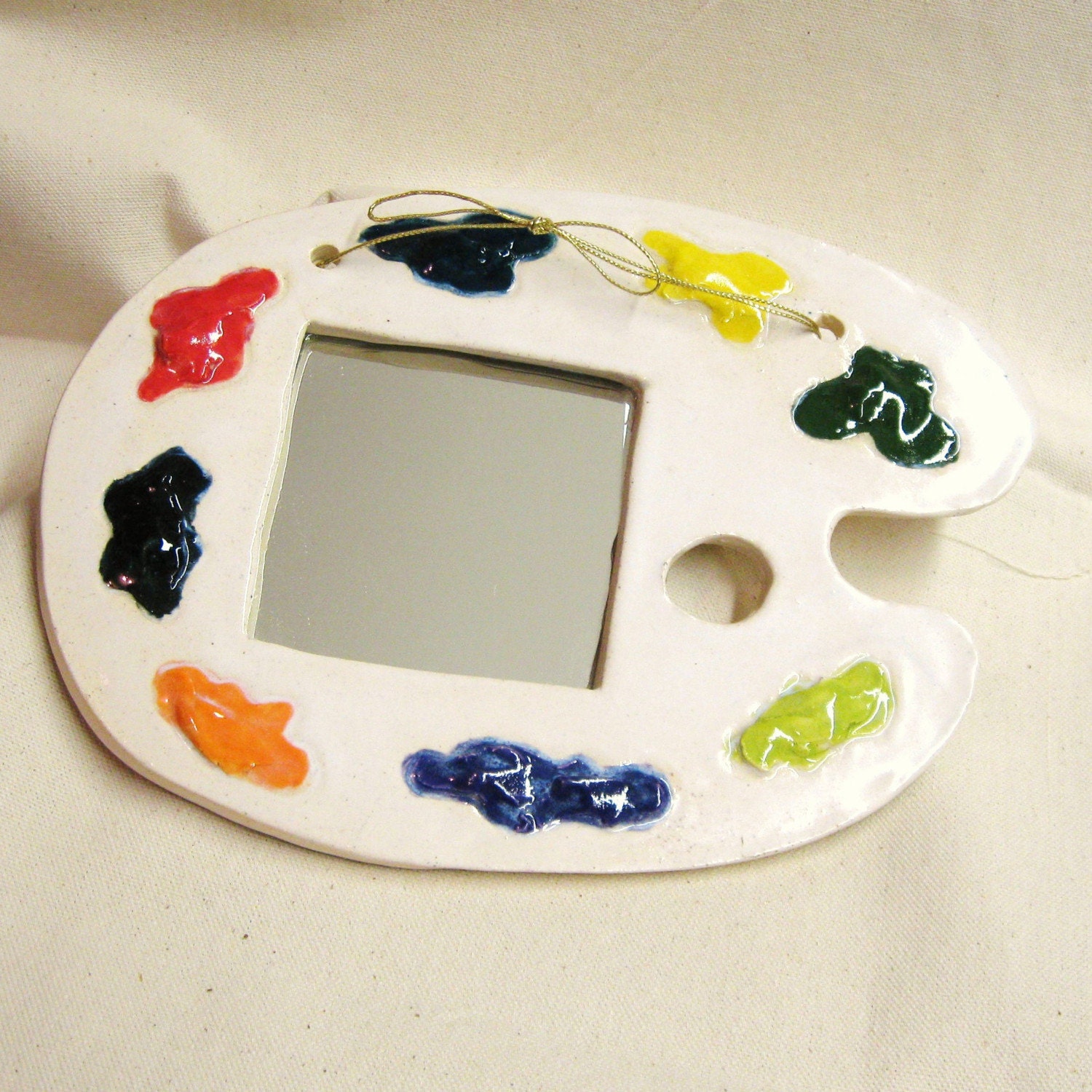 Stoneware Artist Pallet Mirror Handmade Ceramics Pottery