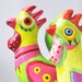 ceramic sculpture -Handpainted Clay Rooster Whistle - home  decor- green