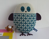 Hand Screen Printed Owl in Teal