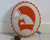 Hand Screen Printed Fox in Burnt Orange