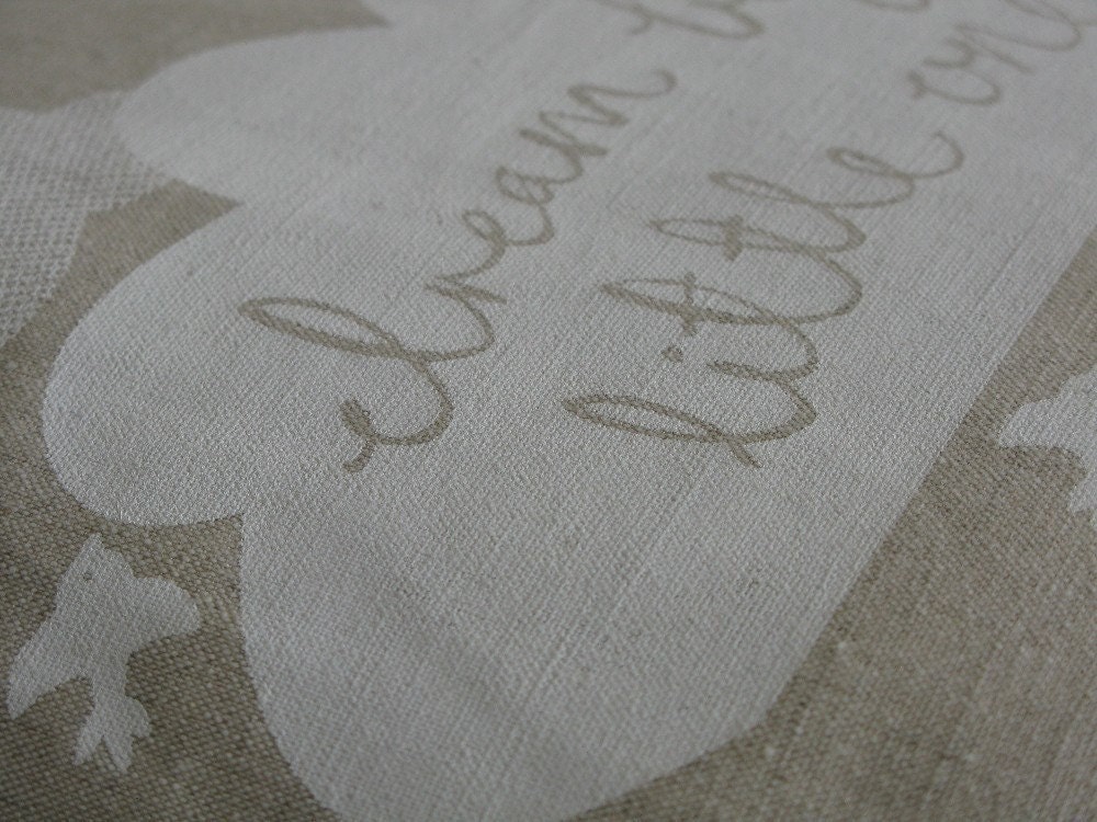 Hand Screen Printed Dream Big Cushion in White