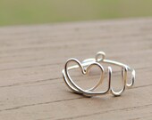 Adjustable Wire Ring, Word Ring LOVE YOU Heart Romance