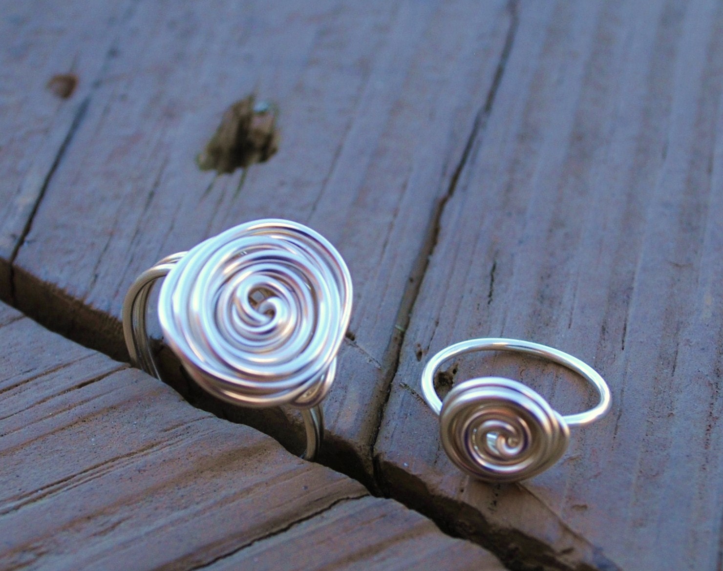 Wire Wrapped Ring Silver Mommy and Me Friendship Ring