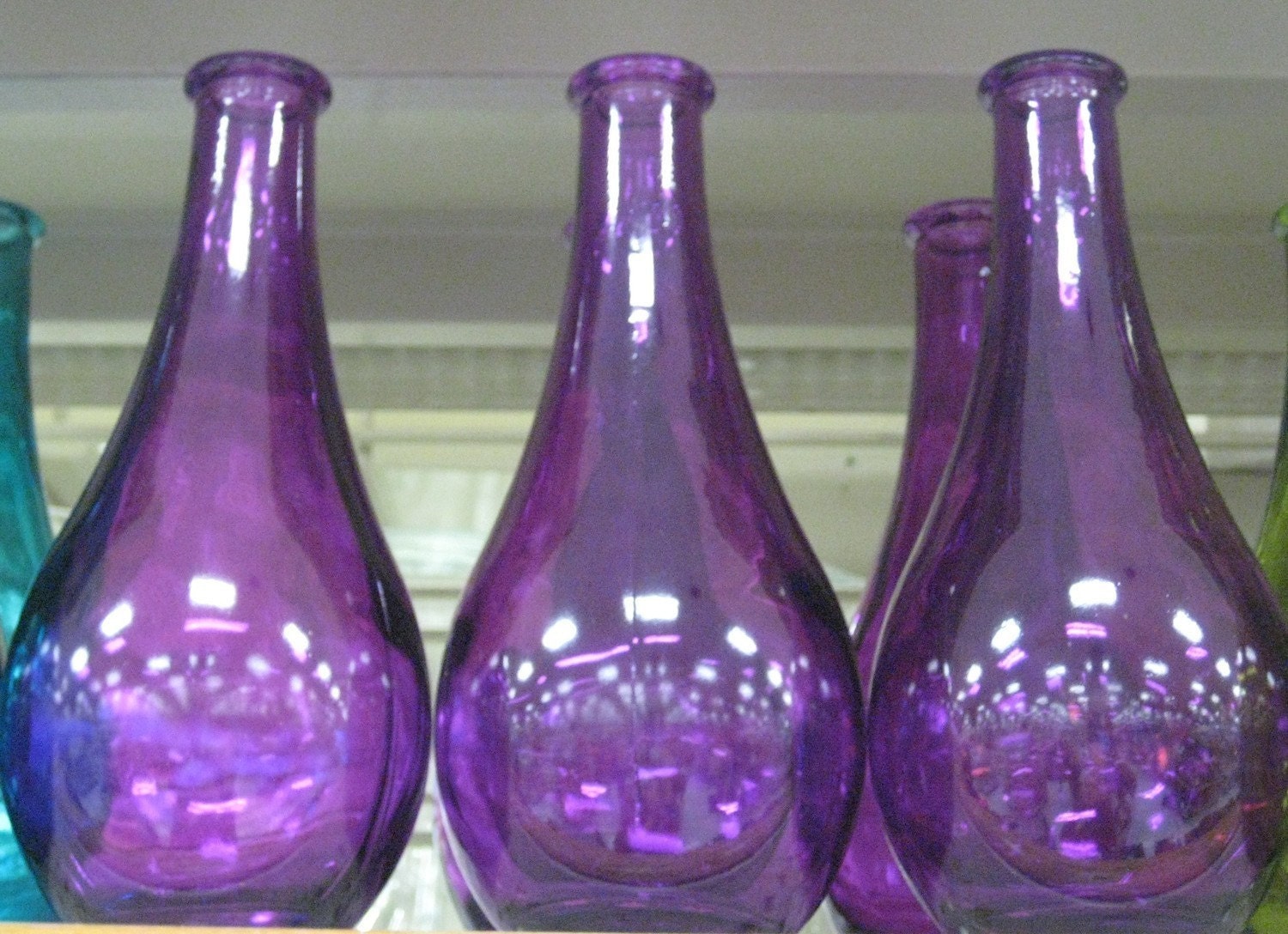 Colorful Glass Bottle Vases Purple Pink Cobalt Blue Green Moroccan Indian Apothecary Perfume Oil Diffuser