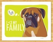 Boxer Dog Print 8x10 Modern Dog Art - I Heart My Family