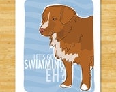Nova Scotia Duck Tolling Retriever Print 5x7 Dog Art - Lets Go Swimming Eh