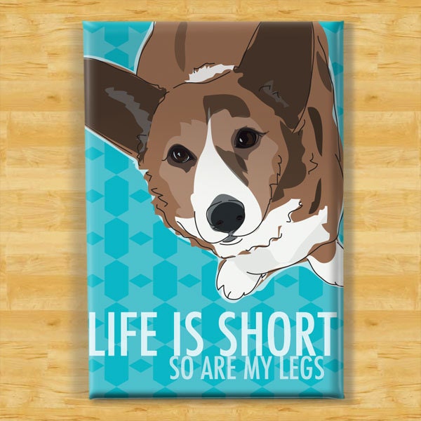 Cardigan Corgi Magnet - Life is Short So Are My Legs - Brindle Cardigan Corgi Dog Magnet