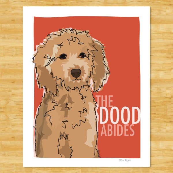 Goldendoodle Print 8x10 Modern Dog Art - The Dood Abides - Golden Doodle