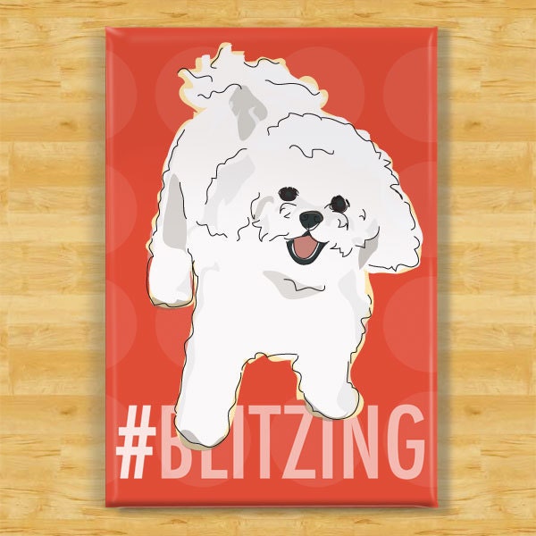Bichon Frise Magnet - Bichon Blitzing Dog Magnet
