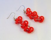 Cherry Red Sterling Silver Chainmaille Earrings