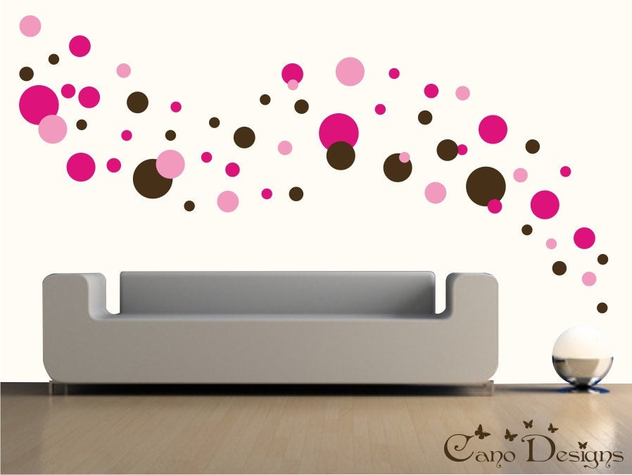 Polka Dots, 3 Colors, 5 Sizes - Vinyl wall decals stickers, kids room, nursery, children stickers, bubbles, rings, circles