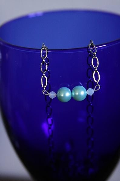 Aqua Pearl Necklace perfect for bridesmaids