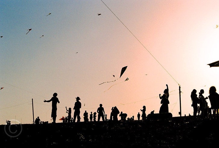 Summer Kites at Sunset. 4x6inch (10x15cm) Film Fine Art Photograph, Israel photography
