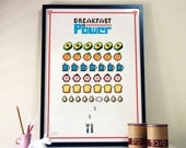 Kitchen Decor Retro Poster Breakfast Is Power Print 12x16.5 Fits into IKEA frames, Mother's Day Gift Hostess gift