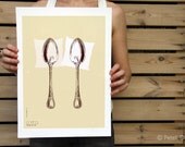 Wedding Poster Spooning Romantic Bride and Groom Gift 12x16.5 Beige, cream, Bedroom. IKEA frames, Original Concept