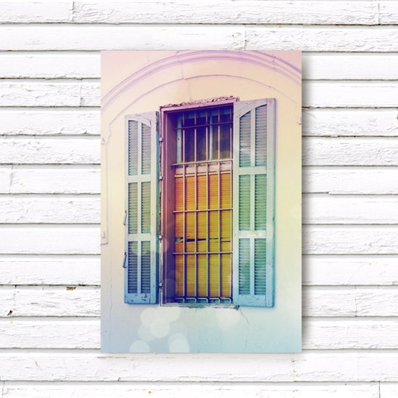 Window In The Village. Art Photograph 5x7 inch (13x18 cm) rainbow pastel colors, photo print, home decor wall art - petekdesign