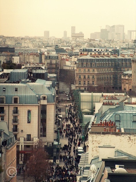 Paris Rooftops Photograph 5x7 (13x18cm) Valentine's day Romantic gift for her, art photo, Foggy Autumn Winter home decor
