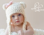 Download PDF crochet pattern 004 - Bear Earflap hat - Multiple sizes from newborn through age 4