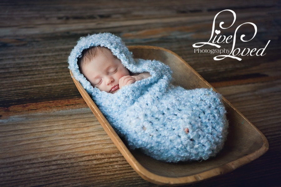 Download PDF crochet pattern s004 - Newborn Hooded Cocoon