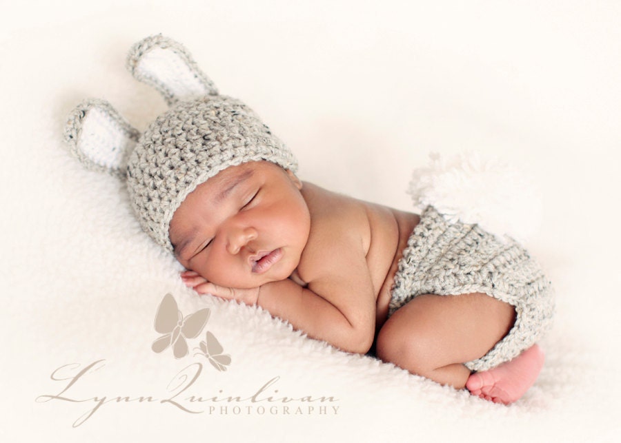 PDF CROCHET PATTERN - Bunny hat and diaper cover - Photography Prop