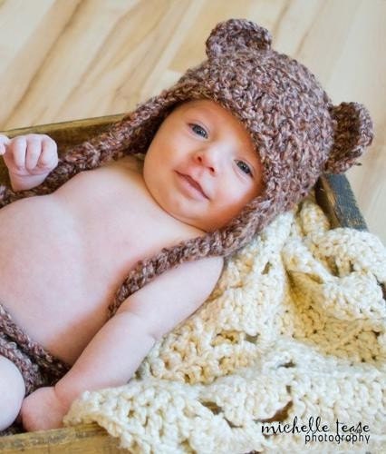 PDF CROCHET PATTERN 004 - Bear Earflap hat - Multiple sizes from newborn through age 4